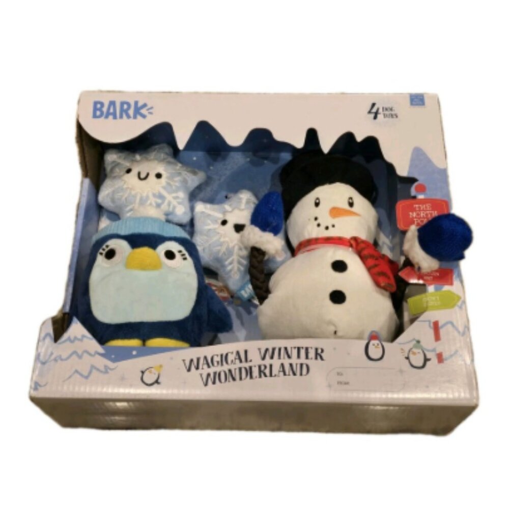 BARK Gnawty or Nice Winter Snowflakes Trio Christmas Dog Toy New Barkbox